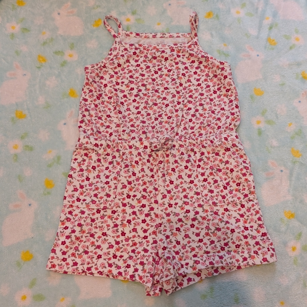 Wonder Nation Toddler Pink and White Jumpsuit with Floral Print Romper 3T